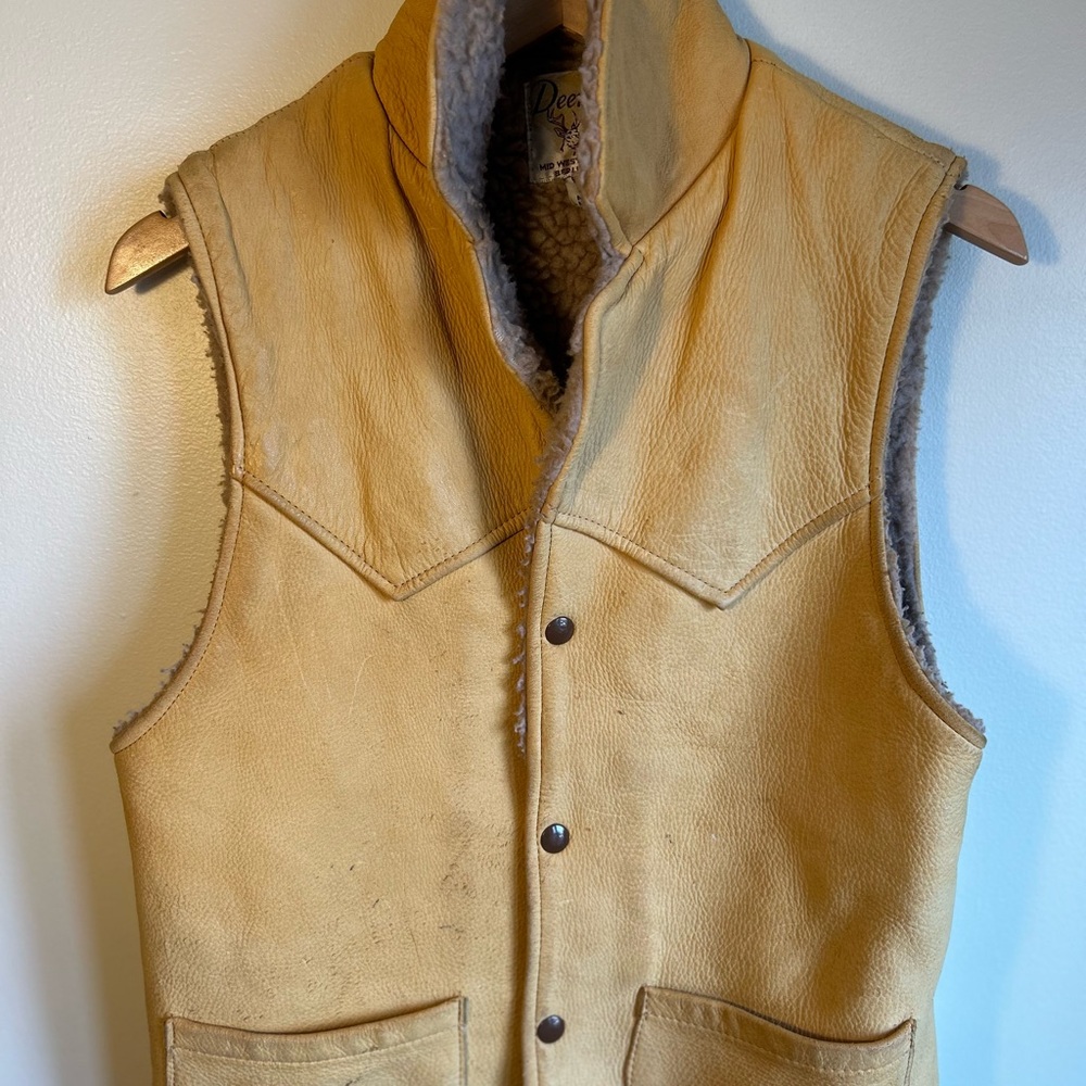 Men's Tan deerskin Shearling Vest deer Wear Brand